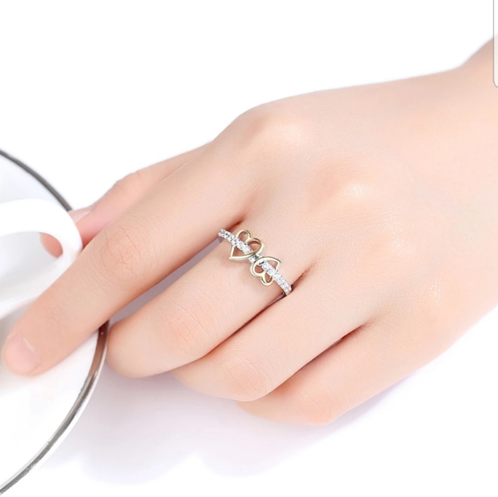 New Double heart Lady ring jewelry!!! - Picture 3 of 3